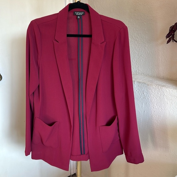 Topshop Jackets & Blazers - Lightweight TOPSHOP Open Blazer in Red - Size 6
